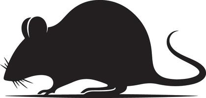 minimal rat silhouette black color white background vector