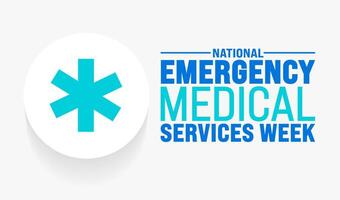 mayo es nacional ems semana o emergencia médico servicios semana antecedentes modelo. fiesta concepto. utilizar a fondo, bandera, cartel, tarjeta, y póster diseño modelo con texto inscripción vector