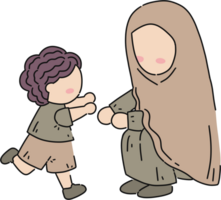 a cartoon woman and a child are playing together png