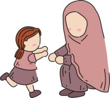 a cartoon woman and child holding hands png