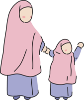 a cartoon woman and child holding hands png