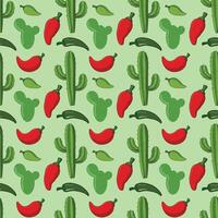 Cacti And Peppers Seamless Pattern Design vector