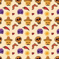 Mexican Sugar Skulls Seamless Pattern Design vector