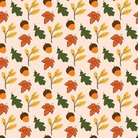 Stylized Autumn Twigs Seamless Pattern Design vector