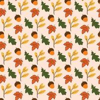 Stylized Autumn Twigs Seamless Pattern Design vector