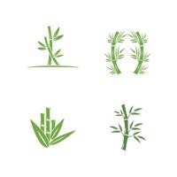 Bamboo logo with green leaf icon template vector