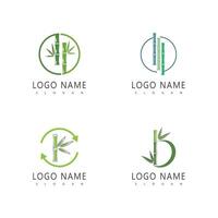 Bamboo logo with green leaf icon template vector