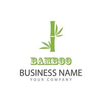 Bamboo logo with green leaf icon template vector