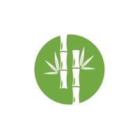 Bamboo logo with green leaf icon template vector