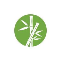 Bamboo logo with green leaf icon template vector