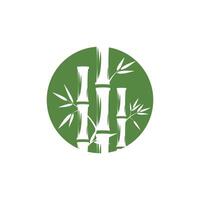 Bamboo logo with green leaf icon template vector