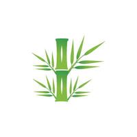 Bamboo logo with green leaf icon template vector