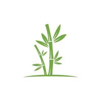 Bamboo logo with green leaf icon template vector