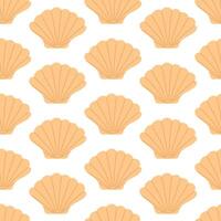 Seamless pattern with hand drawn seashell on white background. Template for print, fabric, greeting card and invitation. vector