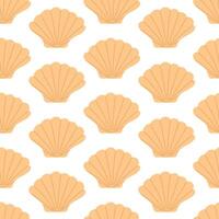 Seamless pattern with hand drawn seashell on white background. Template for print, fabric, greeting card and invitation. vector