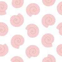 Seamless pattern with hand drawn seashell on white background. Template for print, fabric, greeting card and invitation. vector