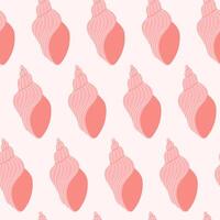 Seamless pattern with hand drawn seashell on white background. Template for print, fabric, greeting card and invitation. vector