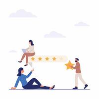 Five stars customer rating flat illustration isolated on white background vector