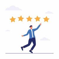 User experience, customer feedback stars rating or business and investment rating flat illustration isolated on white background vector