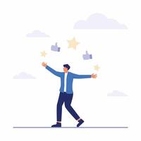 Feedback customer product rating review with thumbs up icon flat illustration isolated on white background vector