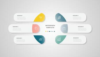 Square shape 6-step design used to display work results and explain the planning process. infographic. Pro Element vector