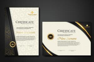 Luxury certificate template with glitter effect dan lines gold shine on frame background vector