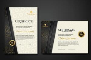 Luxury certificate template with glitter effect dan lines gold shine on frame background vector