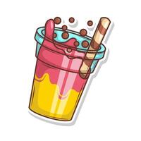 Bubble tea sticker cartoon. hand draw illustration art vector