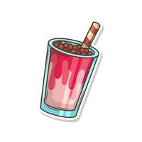 Bubble tea sticker cartoon. hand draw illustration art vector