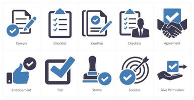 A set of 10 checkmark icons as comply, checklist, confirm vector