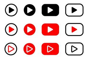 Play button icons of various shapes. vector