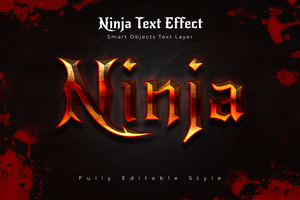 ninja texte style effet maquette modèle psd