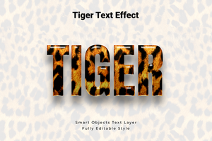 tigre texto estilo efeito brincar modelo psd