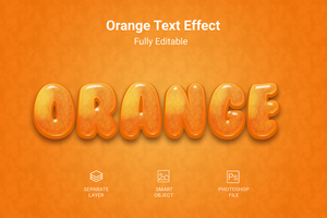 laranja texto estilo efeito brincar modelo psd