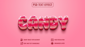 candy text effect with a pink background psd