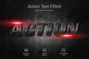 action texte style effet maquette modèle psd