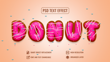 donut text effect mockup with customizable background psd