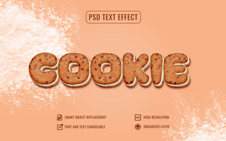 cookie text effect with flour on a background psd