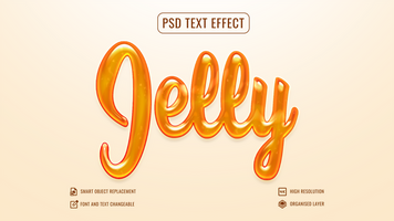 jelly text effect with a golden color psd