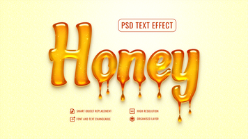 Dripping honey glossy editable 3d text effect psd