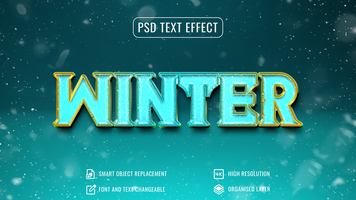 Winter text effect editable 3d layer style psd