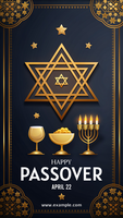 A poster for Passover with a star and a wine glass and a bowl psd