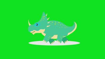 a cartoon dinosaur on a green background video