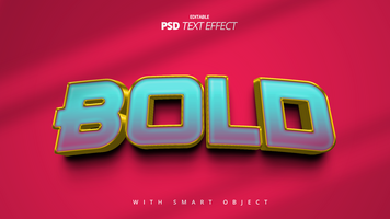 3d audacieux bleu d'or texte effet conception psd