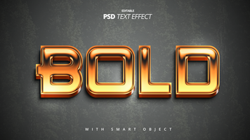 3d d'or brillant luxe métal texte effet conception psd