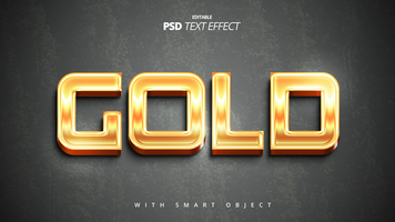 oro brillante lusso 3d testo effetto modificabile modello design psd