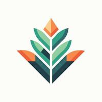 A green leaf adorned with orange and green leaves, showcasing a vibrant and colorful display of nature, Abstract geometric shapes representing growth and stability vector
