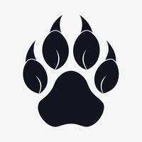 A black and white wolf paw print stands out against a white background, A clean and simple logo depicting a wolf's paw print in a subtle and understated manner vector