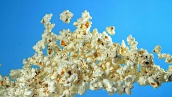 Super slow motion popcorn. High quality FullHD footage video