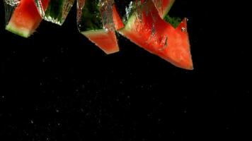 Super slow motion fresh watermelon. High quality FullHD footage video